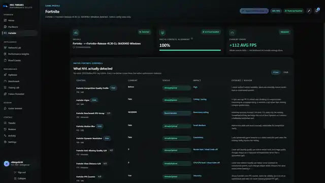 Sharp partial preview of the real NVL Fortnite interface